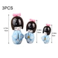 thumbnail image 2 of Jiibva 3Pc Blue Kimono Wooden Dolls Decorative Figurine Traditional Asian Geisha Statue for Home Wedding, 2 of 7