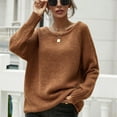 thumbnail image 5 of LYXSSBYX Women Fall Sweaters for Women 2022 Hot Sale Clearance Women's Hedging O-Neck Loose Solid Color Temperament Long Sleeve Strapless Sexy Knitting Tops Sweater, 5 of 9