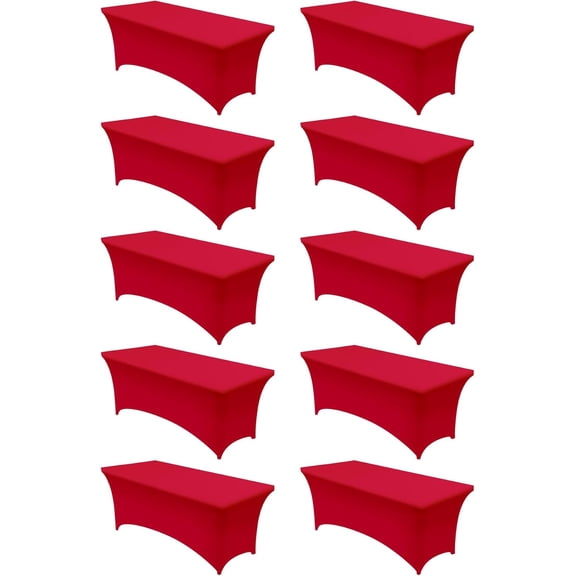 Utopia Kitchen Bulk 10-Pack 6Ft Tablecloths for Hotels, Banquets & Events, Red
