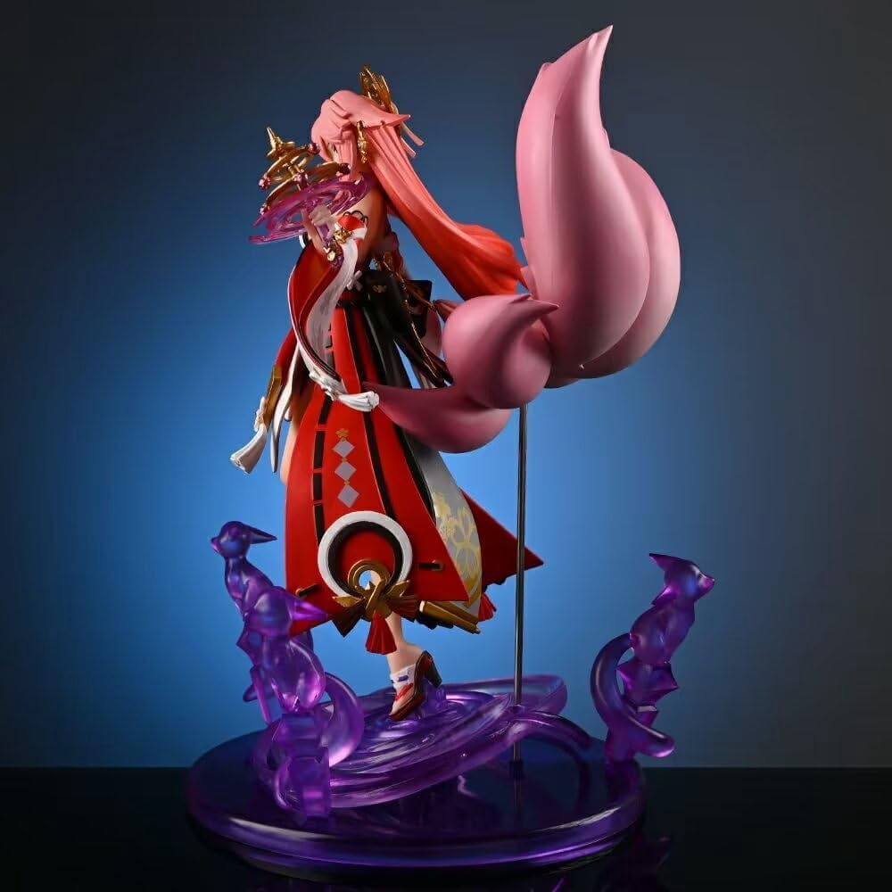 Yae Miko Figure Genshin Impact Nine-Tailed Fox Yae Miko Anime Figures 24cm/9.4inch PVC Handmade Game Model Statue Collectible Craft Gift