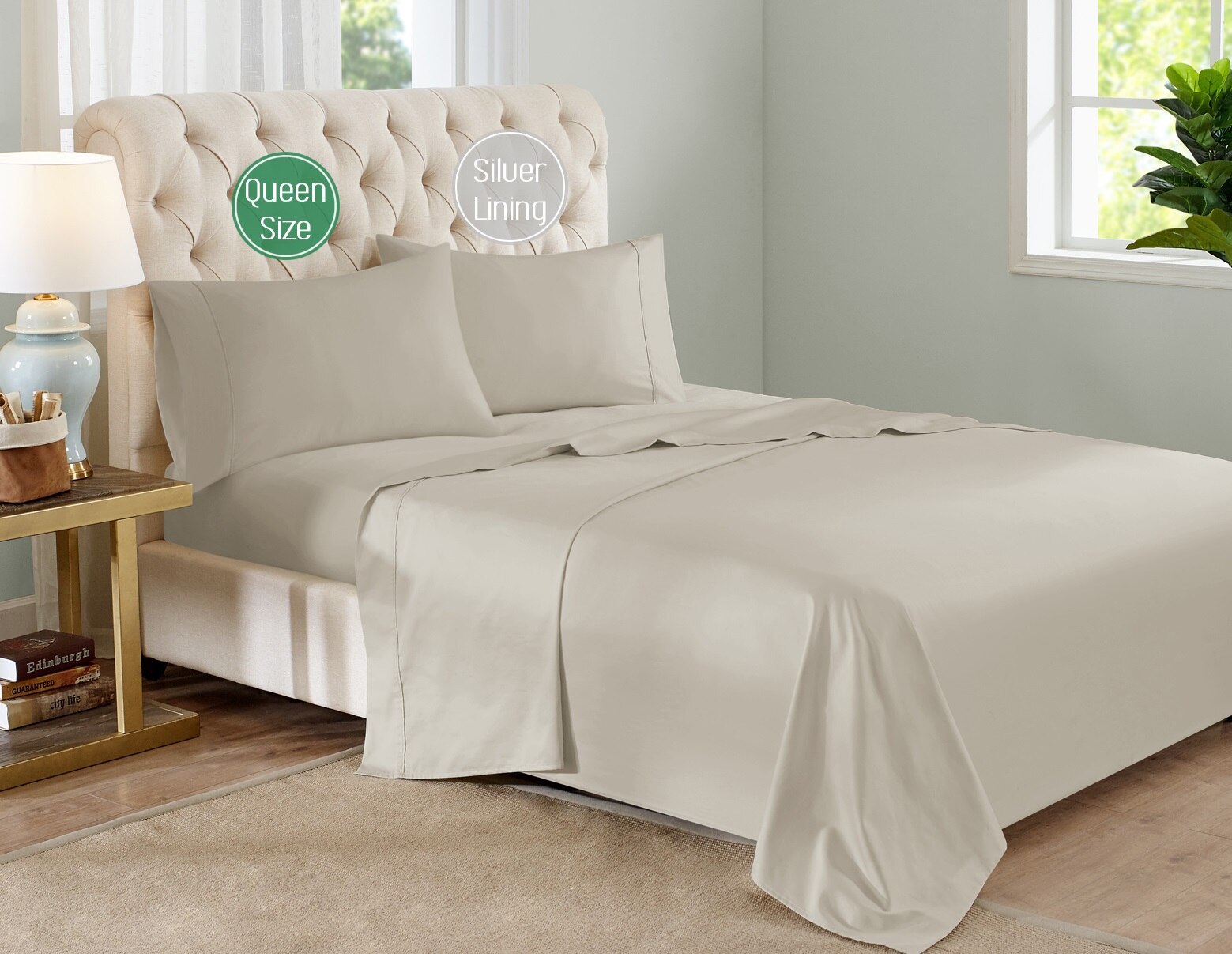 FBTS Prime 600 Thread Count Cotton Deep Pocket 4 Piece Bed Sheets Set