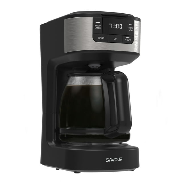 Savour Cafetera Programable de 12 Tazas con Alimentación de CA, Color Negro