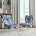 thumbnail image 2 of Designart "Cobalt Blue Double Cameo II" Blue Floral Upholstered Accent Chair - Cottage Arm Chair For Bedroom, 2 of 5