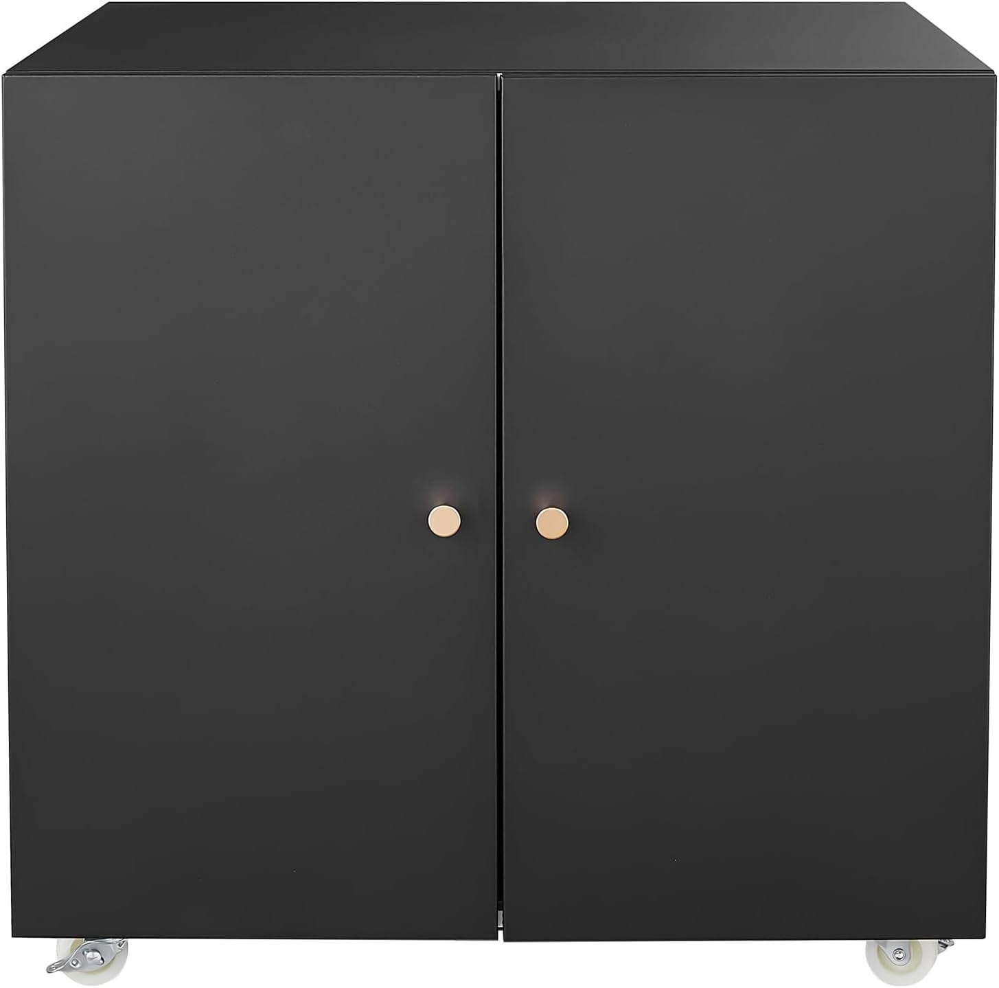 Metal Printer Stand with File Storage Cabinet, Printer Cabinet File Cabinet On Wheels with Door and Adjustable Shelf, Printer Table Stand for Home Office 23.62" H Black