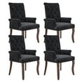 thumbnail image 6 of PAPROOS Upholstered Dining Chairs Set of 4, Chenille Tufted Dining Room Chairs with Arms, Nailhead Trim, Curved Solid Wood Legs, Modern Farmhouse Kitchen Chairs for Home Living Room, Black, 6 of 10