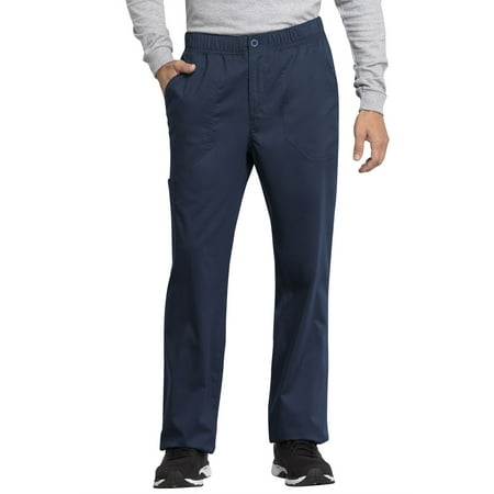 Workwear Revolution Tech Men Medical Scrubs Pant Mid Rise Straight Leg Zip Fly WW250ABS, S Short, Navy