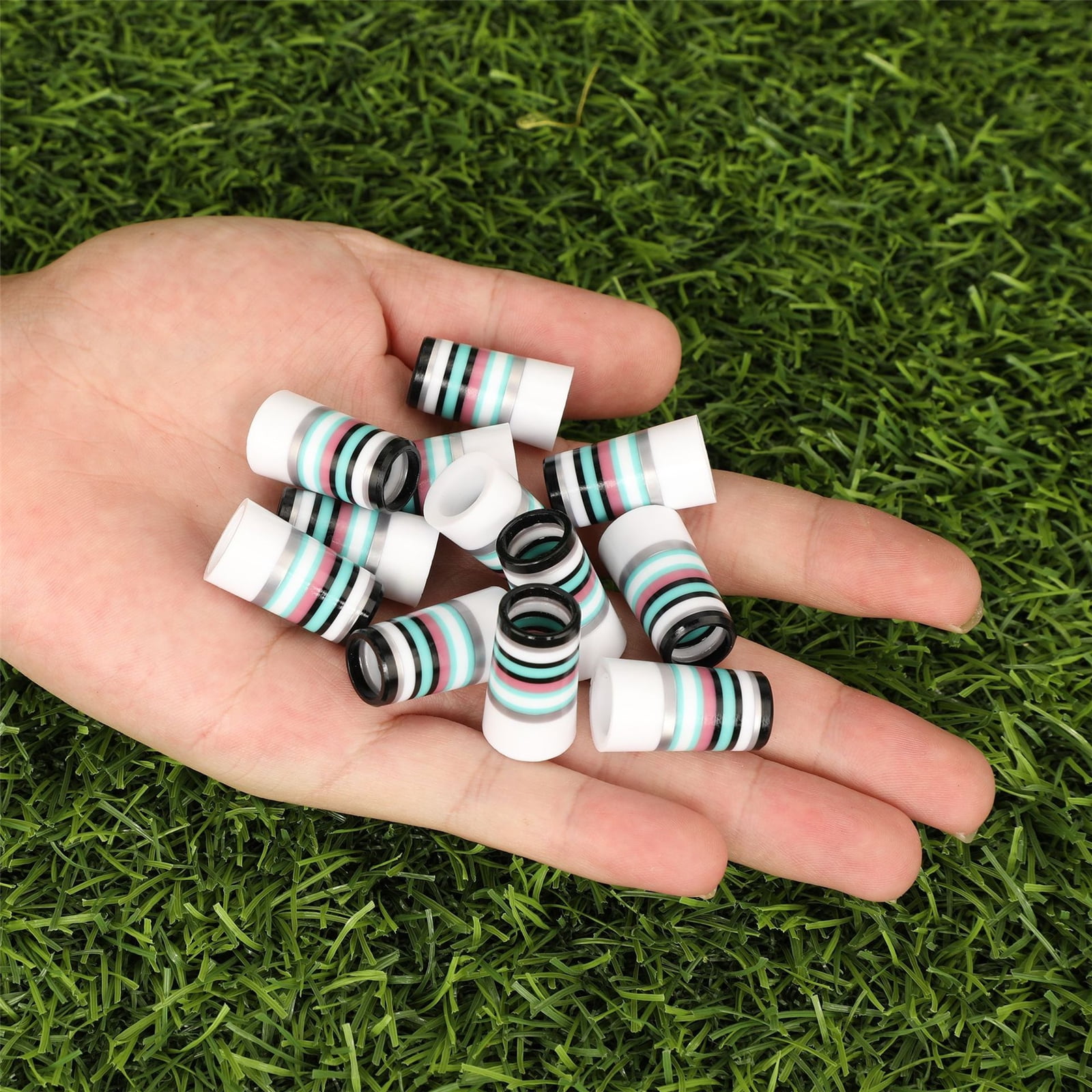 10Pcs Golfing Tapered Ferrules Fit 0.35Inch 0.37Inch Tapered and Parallel Shafts Colorful Striped Golfing Iron Ferrules