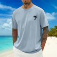 thumbnail image 4 of Domuza Mens Casual Shirts Graphic Round Neck Short Sleeve Loose Summer Fashion T-Shirt Blue M, 4 of 5