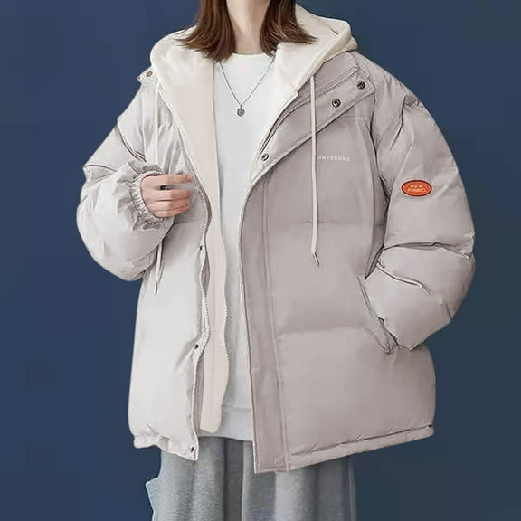 Black*Friday Sale Chaoheng Winter Jackets for Women Women's New Loose Fit Down Alternative Puffer Coat,Oversized Thickened Fashion Jacket
