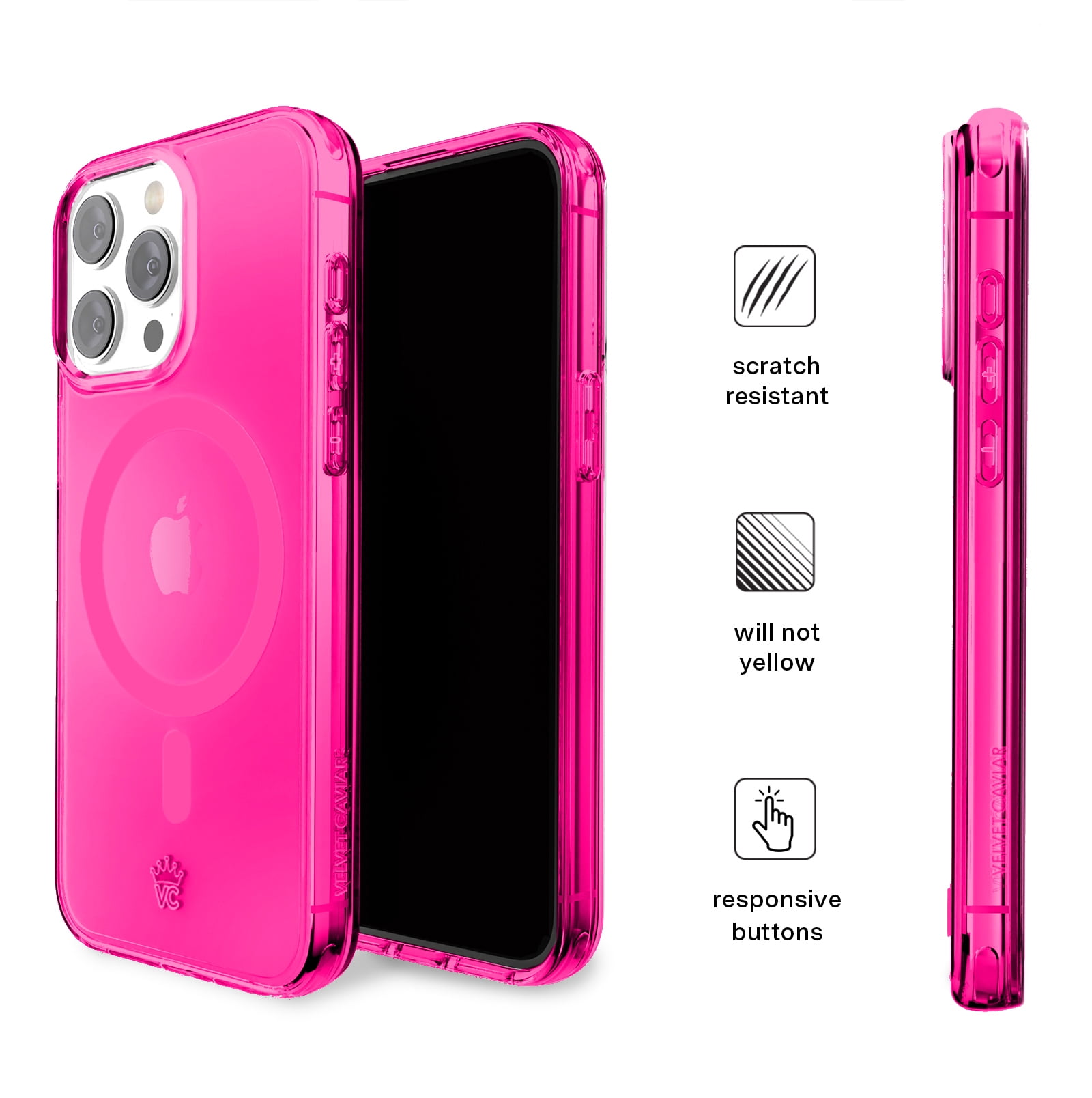 VELVET CAVIAR Neon Pink iPhone 15 Pro Max Case - Compatible with MagSafe - Cute Clear Protective Phone Cases for Women
