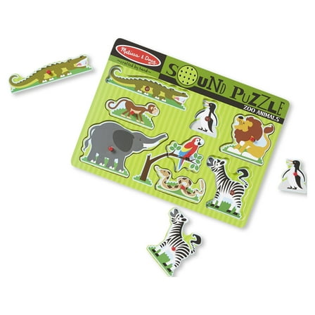 Melissa & Doug Zoo Animals Sound Puzzle - Wooden Peg Puzzle With Sound Effects (8 pcs)
