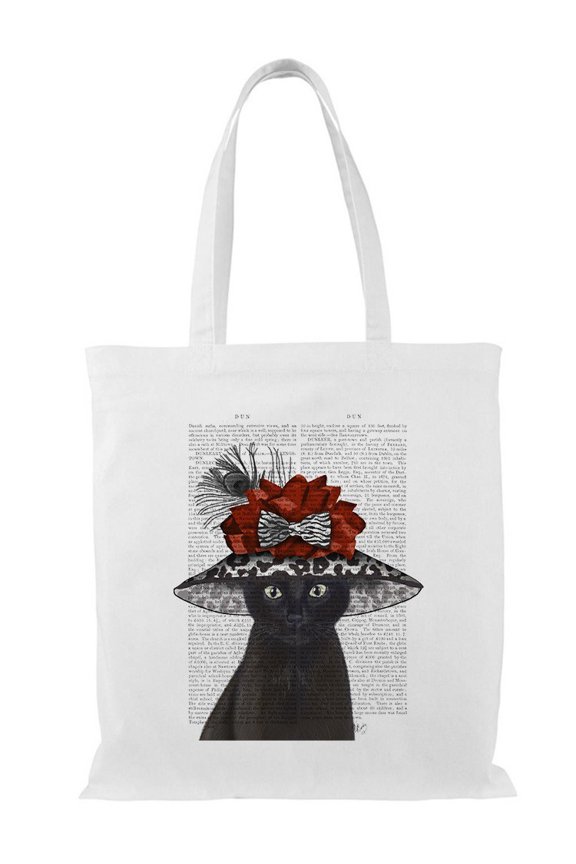 Fabulous Black Cat Tote Bag - Fab Funky Designs, One Size Cotton Canvas Tote Bag
