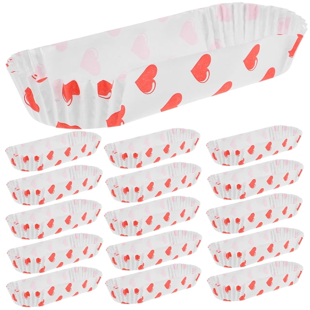 KAKOWELY 200PCS Mini Boat Shape Cake Paper Cups Grease Proofing Cake Paper Tray Heat-resistant Papercup Cake Mold Creative Baking Cake Tray for Wedding Date Proposal Use White Tray Heart Style