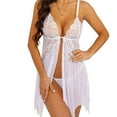 thumbnail image 2 of CaiDieNu Lingerie for Women Front Closure Lace Babydoll Lingerie Sets Womens Lingerie - White, 2 of 7