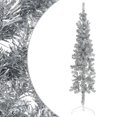 thumbnail image 1 of vidaXL Slim Artificial Half Christmas Tree with Stand Silver 240 cm, 1 of 5