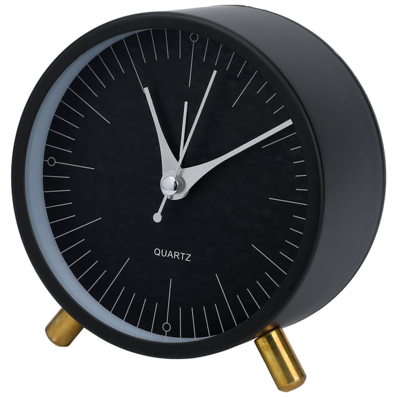 REGALWOVEN Minimalist Style Mechanical Alarm Clock, with Metal Bracket, Silent Operation for Home Decor Black 4.3"L x 2.2"W x 4.5"H