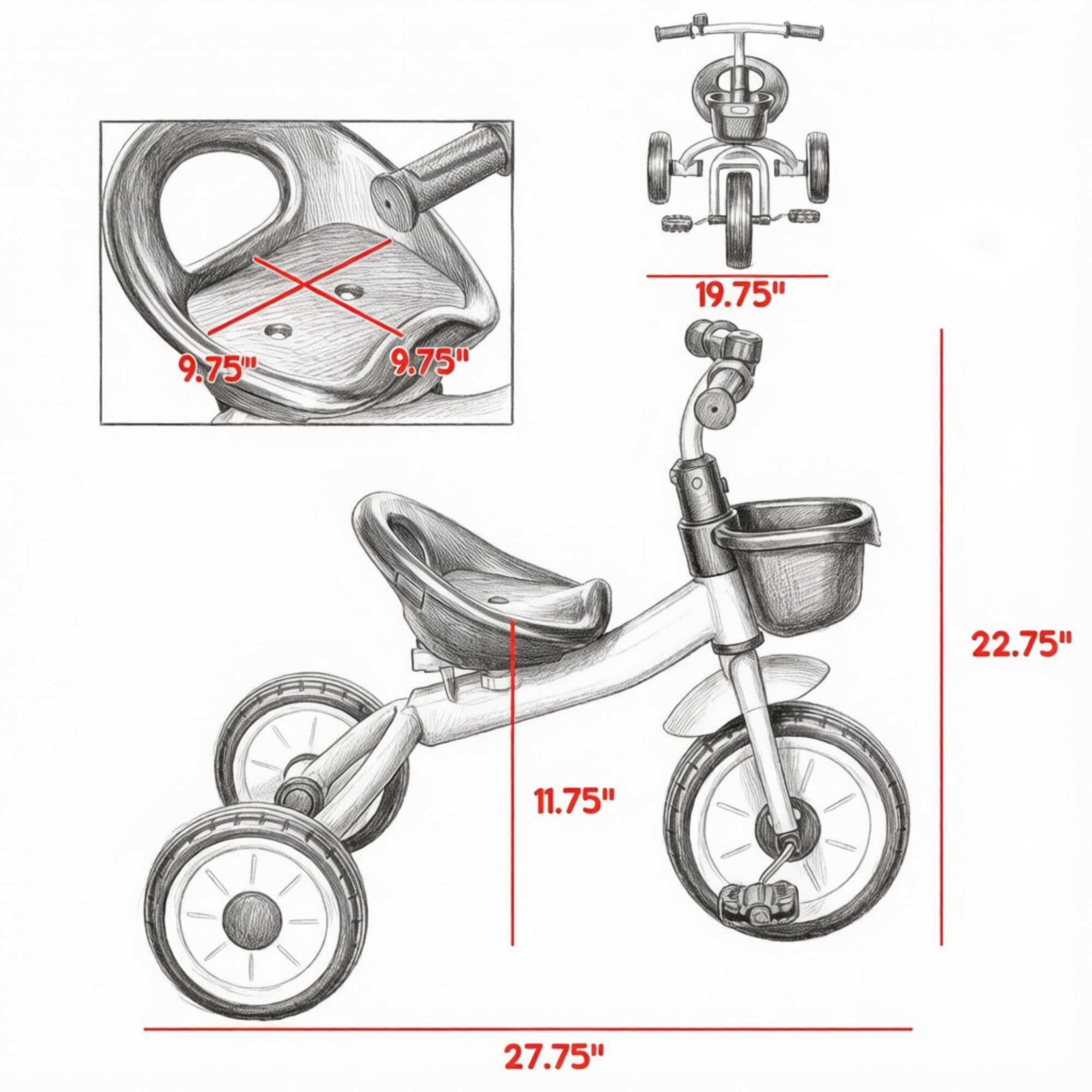 3-Wheel Toddler Tricycle: Kids Bike for Children 2-5 Years Old, Blue
