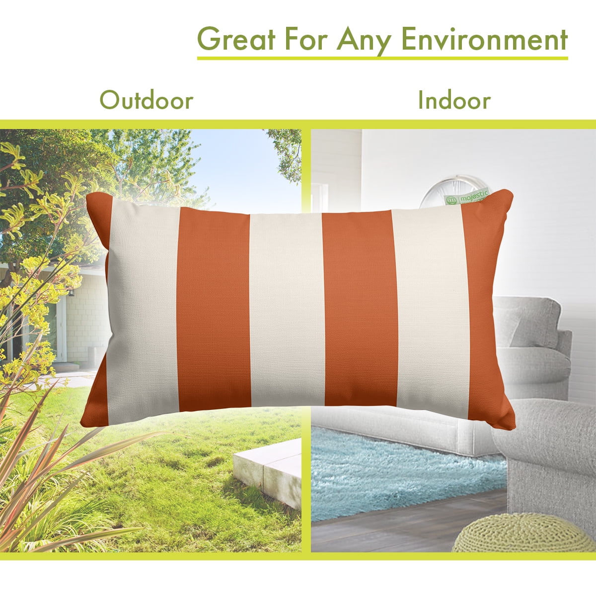 Majestic Home Goods Vertical Stripe Indoor Outdoor Small Decorative Throw Pillow