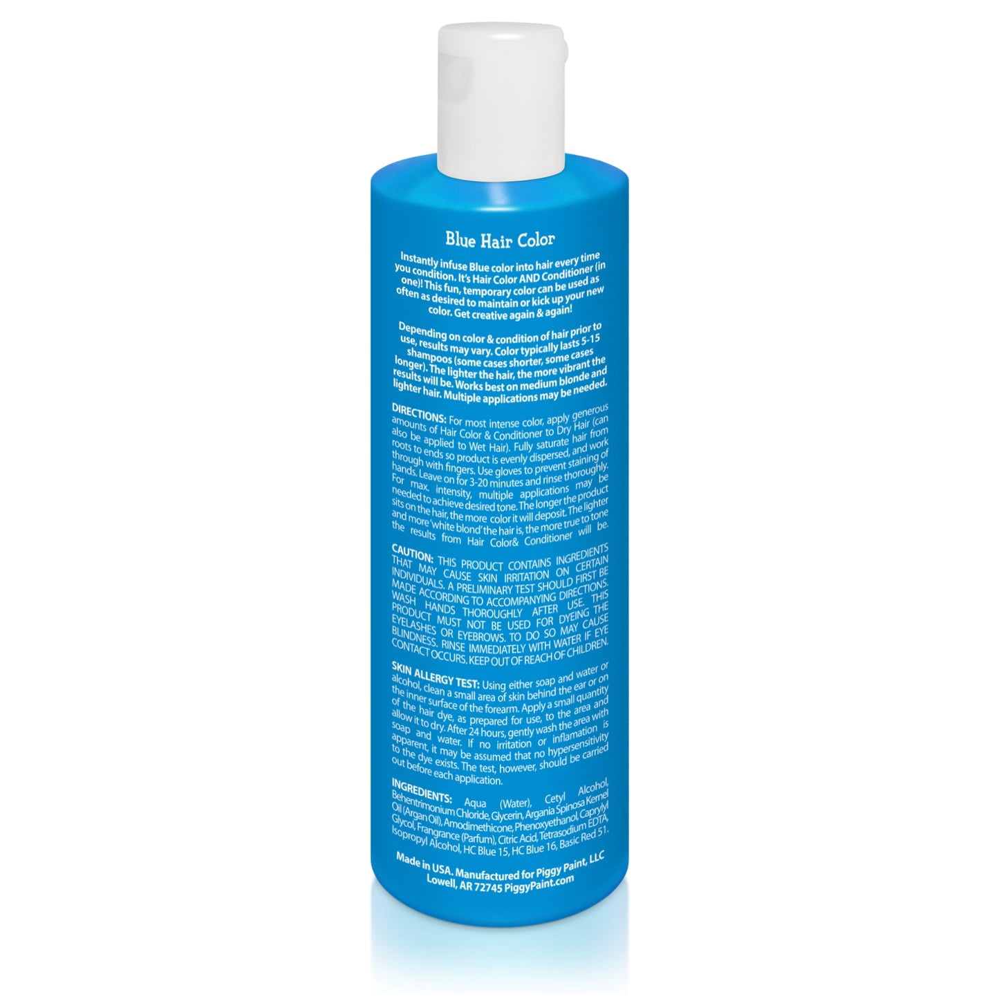Piggy Paint Blue 8 oz. Hair Color & Conditioner in One, Kid-Friendly, Temporary Hair Color lasts 5-15 Shampoos, Cruelty-Free, Vegan, Argan Oil