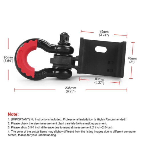 Front Tow Hook Brackets 3/4in Shackle D Rings for Toyota Tacoma 2009-2023