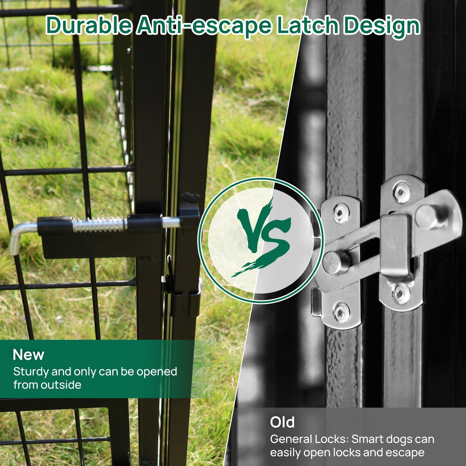 Dog Kennel Outdoor with Roof,4.5 x4.5 x4.9 ft Large Metal Dog Enclosure with Lockable Door for Small/Medium Dogs