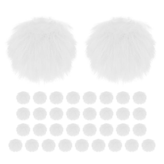 Uxcell 35-Pack Faux Fur Pom Poms, 1.2 Inch/ 3 cm Soft Fluffy PomPoms Balls Faux Rabbit Fur with Elastic Loop for DIY[White]