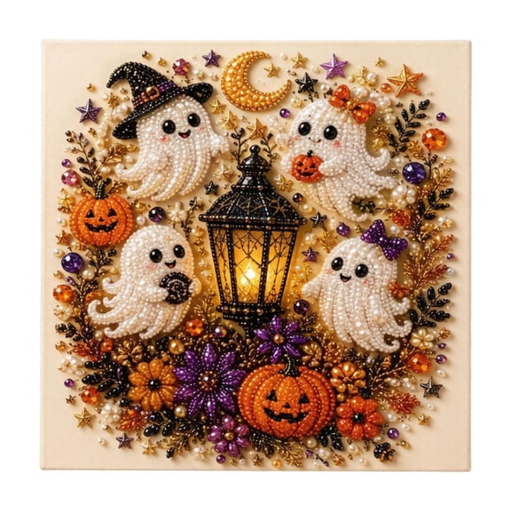Halloween Ghost Pearl Art DIY Kit, Spooky Cute 3D Diamond Paint Crafts for Adults, DIY Fall Home Decor Wall Art, Halloween Thanksgiving Beginner DIY Seasonal Party Gift