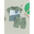 thumbnail image 2 of Bagilaanoe 2pcs Toddler Baby Boys Short Pants Set Contrast Color Short Sleeve T-Shirts Tops + Shorts 6M 12M 18M 24M 3T Kids Casual Summer Outfits, 2 of 8