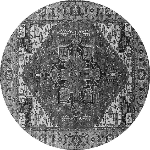 Ahgly Company Indoor Round Oriental Gray Industrial Area Rugs, 7' Round