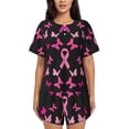 thumbnail image 1 of Fotbe Breast Cancer Conjunto de Pijama Estampado para Mujer, 2 Piezas, Ropa de Dormir con Camiseta de Manga Corta y Shorts Suaves-X-Large, 1 of 6