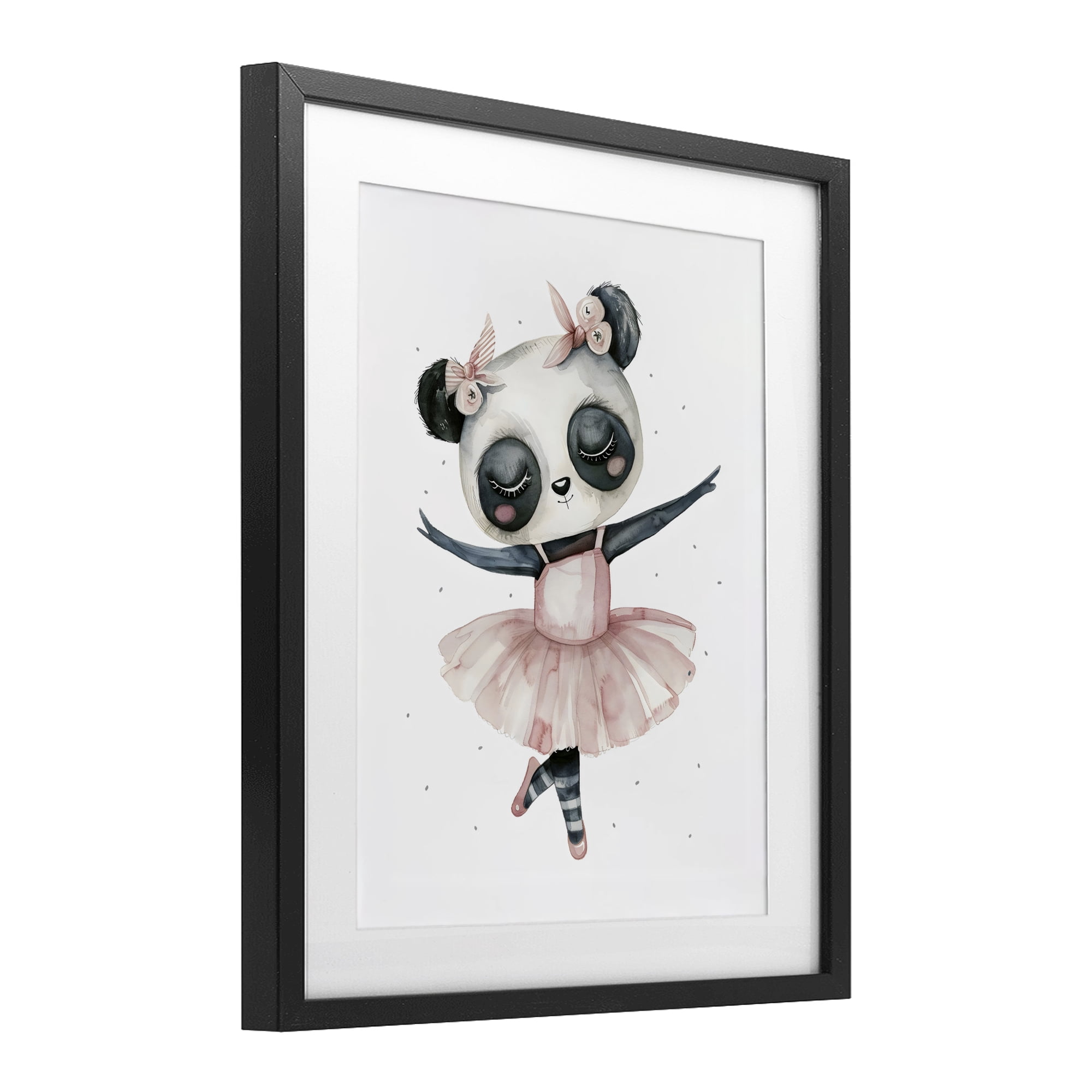 Stupell Industries Ballerina Panda in Pink Tutu Black Framed Print Under Glass, design by LSR Design Studio