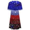 thumbnail image 5 of Womens American Flag Dress 4Th of July Patriotic Shirt Elastic High Waist Mid Dress Round Neck Short Sleeve Sundress Usa Flag Star Printed Dresses Summer Beach Vacation Sun-Dress, 5 of 5