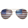 thumbnail image 2 of OWL Aviator Sunglasses Gold Metal Frame USA Flag Lens for Men and Women, 2 of 5