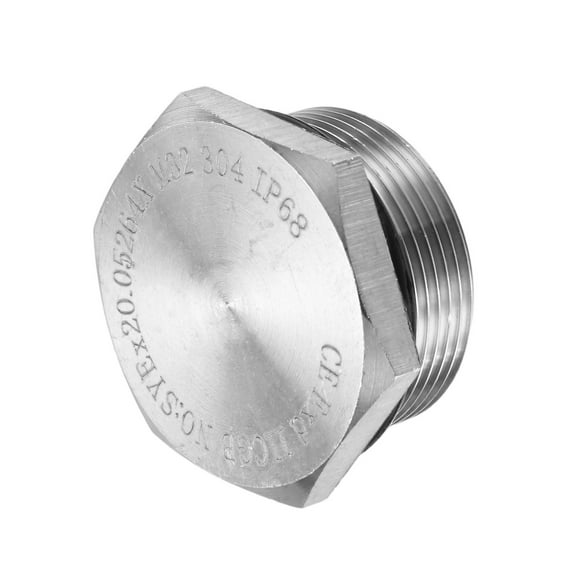 1-Pack Outer Hex Head Thread Pipe Plug Fitting, M32x1.5mm Male 304 Stainless Steel Solid Thread Bung Plug with Sealing Ring