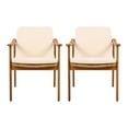 thumbnail image 5 of Outdoor Dining Chairs Set of 2 with Teak Finish Acacia Wood Frame Brown PE Wicker and Beige Waterproof Cushions for Patios Decks and Gardens, 5 of 9