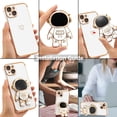 thumbnail image 6 of for iPhone 13 Case Cute 6D Astronaut Case with Stand Function Luxury Plating Case Cover Slim Fit Soft TPU Shockproof Bumper Protective Electroplated Case for Girls Boys,6.1 inch,White, 6 of 12
