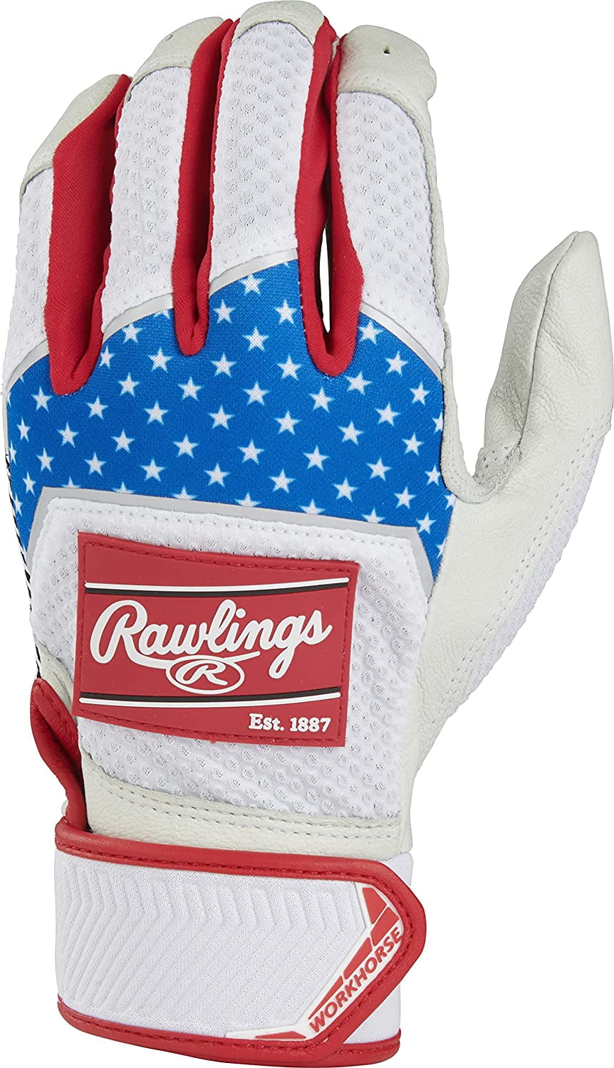 New Rawlings Youth Batting Gloves Pair Large Black 350 Series Leather Baseball 