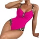 thumbnail image 1 of Traje de Baño de Ruffle de las Mujeres con Diseño Hueco de Bloqueo de Colores, Traje de Baño sin Espalda de Pieza Conservadora para la Playa, 1 of 5
