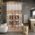 thumbnail image 3 of Vintage Country Star No Hook Shower Curtain with Snap in Liner Retro Home Berry Brown Wood Grain Waterproof Bathroom Shower Curtain with See Through Top Window for Bathtub 36" x 72", 3 of 9