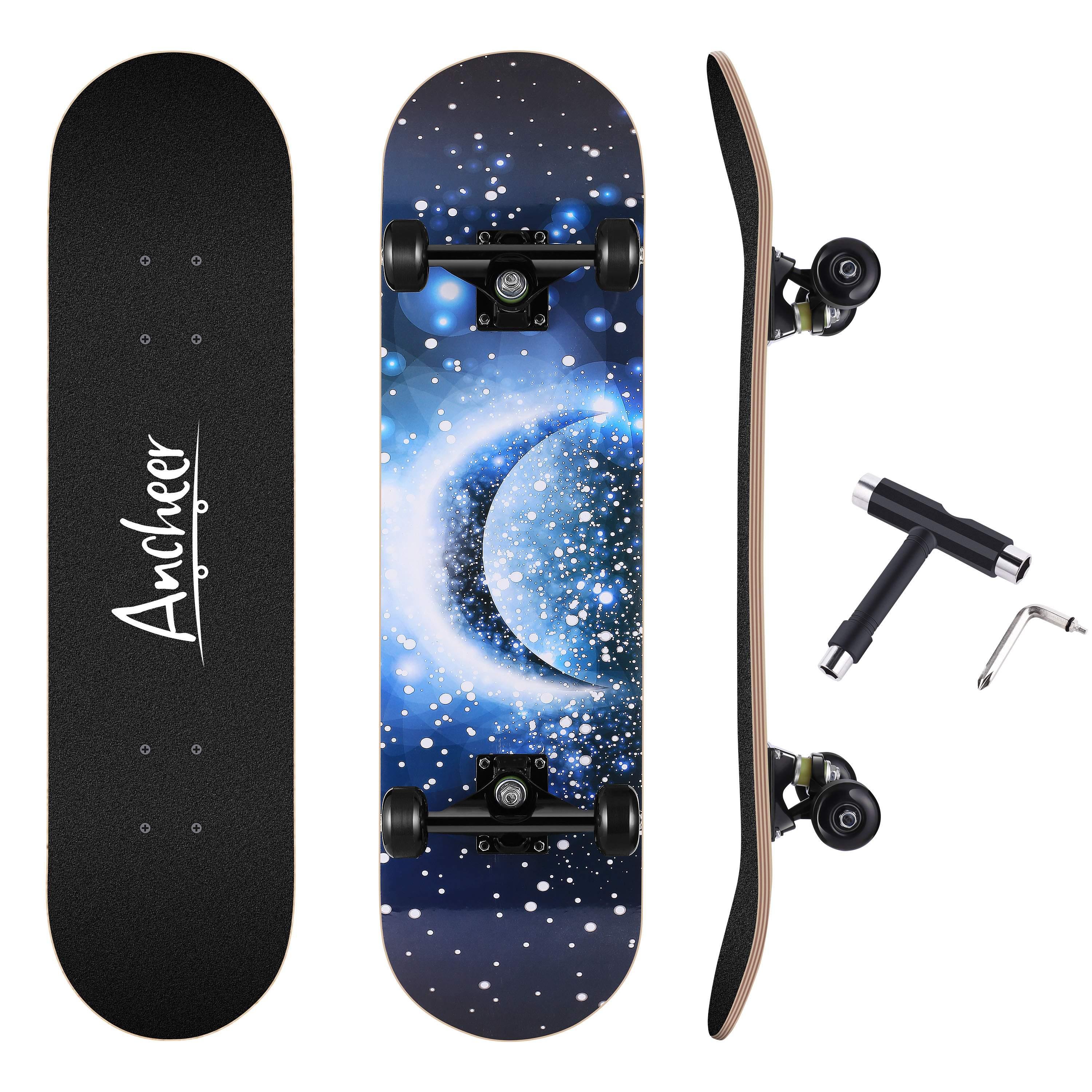 33&amp;#39;&amp;#39;Pro Skateboards Cruiser Complete Skateboard Long board, 7 Layer Maple Wood Skate board Deck with ABEC-11 Bearing Perfect Present Gifts for Boys Girls Youths Beginners RllYE