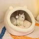 thumbnail image 1 of Cama semicerrada para gatos, cálida y de poliéster, con cojín incorporado, con forma de gato y oso, de poliéster., 1 of 6