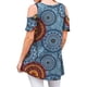 thumbnail image 3 of Qarigey Camiseta de mujer Top con estampado bohemio Top con estampado en frío Blusa de manga corta con hombros descubiertos Prendas para la parte del cuerpo Azul S, 3 of 6
