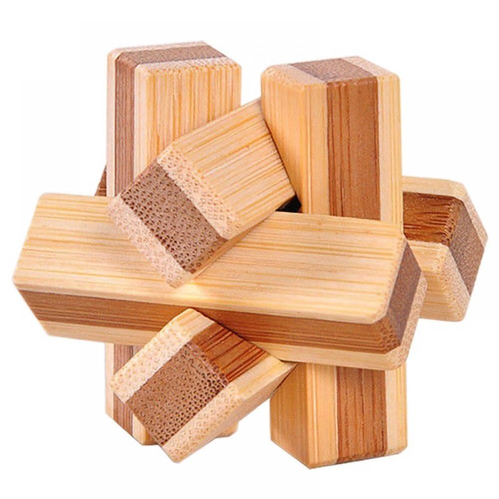 String of 12 Wooden Fidget Blocks Brain Teaser Puzzle Stress Relief Toy 