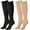 Beige+Black, variant on MARTINE MALL 2 Pair Beige Knee High Graduated Compression Stockings 20-30 mmhg Close Toe Compression Socks for Women and Men