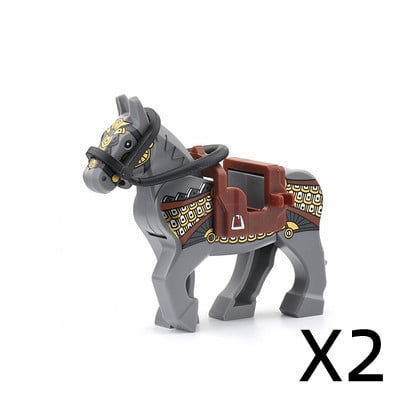 Bloques de construcción de caballos de guerra militares figuras de caballeros medievales montaje de caballería accesorios de caballos de animales bloques de cuerda juguetes C360