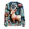 thumbnail image 4 of Kcodviy Chandails en Molleton de Noël pour Femmes Imprimé Couleur Mignon Imprimé Graphique Chandail en Molleton Vêtements Manches Courtes Longues Col Rond Chandails en Molleton Confortables pour Femmes Chandail Tops, 4 of 5
