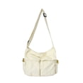 thumbnail image 1 of Nvzi Bolso bandolera unisex de lona de color liso, grande, tipo bandolera (blanco), 1 of 4