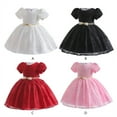 thumbnail image 3 of GYRATEDREAM Infant Toddler Girls Puffy Lace Party Dress with Gold Belt Baby Round Neck Short Sleeve Wedding Birthday Ball Gown Prom Princess Dress for 6 Months-5 Years, 3 of 3