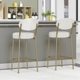 thumbnail image 2 of Hassch Contemporary Faux Leather Bar Stools Set of 2, 29 Inch High Backless Counter Chairs with Golden Metal Legs & Footrest, for Kitchen Dining Room (Creamy White), 2 of 7