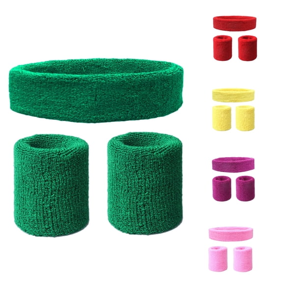 Sweatband Set 1 Headband and 2 Wristbands for Sports & More Casual Pants for Women Work
